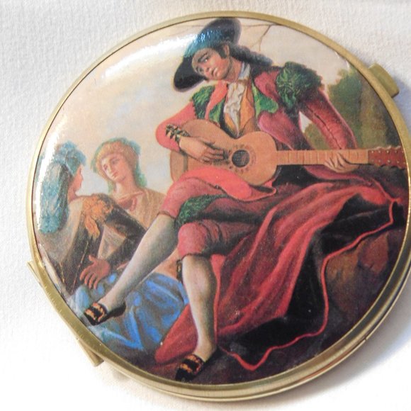 Vintage Renaissance Art Deco Compact Mirror - Picture 2 of 9